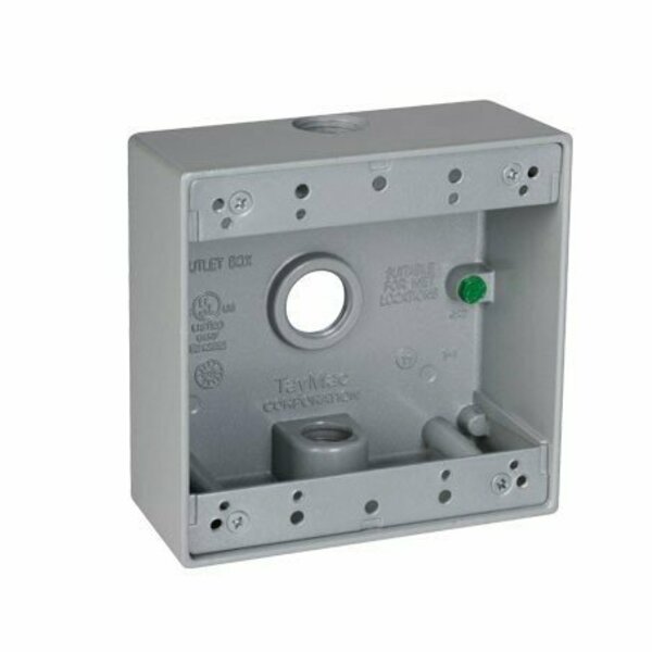 Taymac Electrical Box, 32 cu in, Outlet Box, 2 Gang, Aluminum, Square 5333-0
